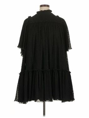 Olivia Rohde Short Black Ruffled Mini Dress with High Neck 14